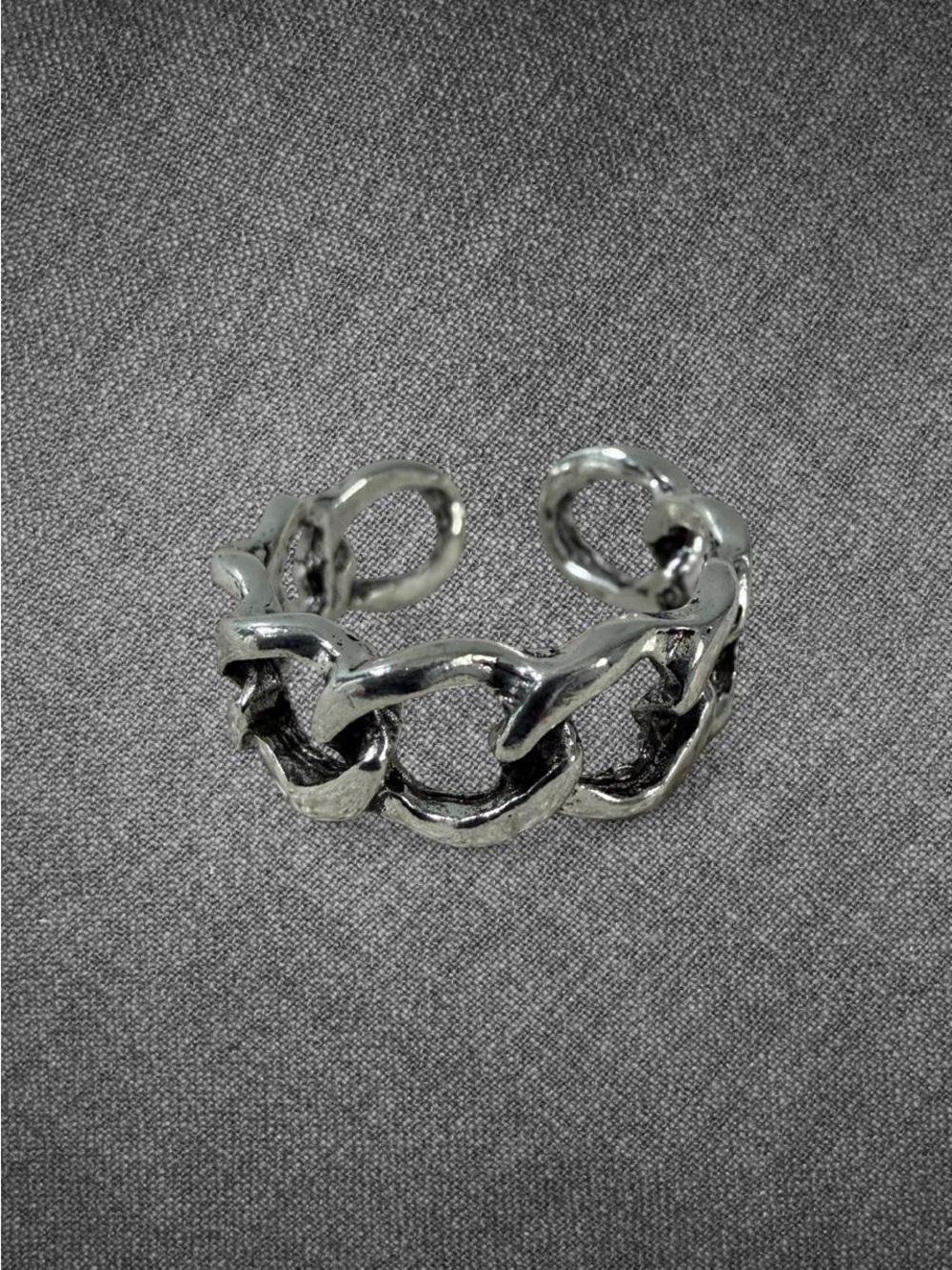 Vintage Silver Tone Chain Link Adjustable Ring